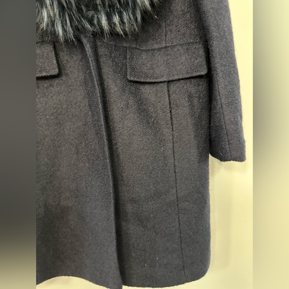 Novelti wool and faux fur trimmed luxurious long coat satin lined size 16 - Picture 5 of 14
